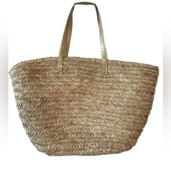 💛🧡Lilly Pulitzer LARGE Straw Beach Tote with Stylish Lining and Golden handles - Picture 3 of 10